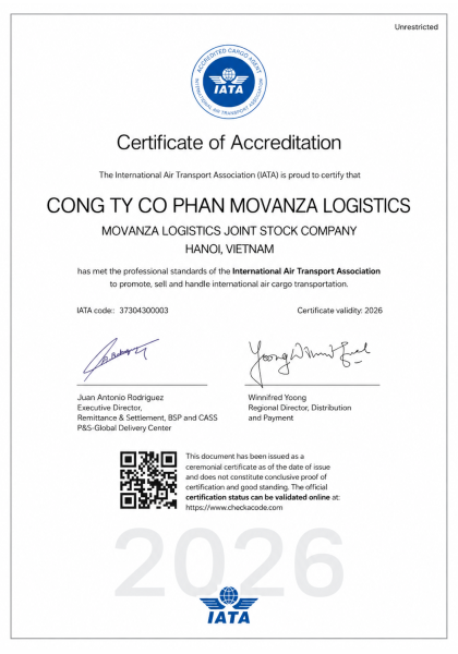 IATA Certificate of Accreditation 